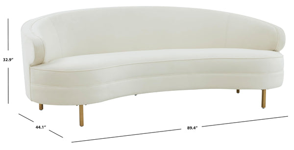 Cream Velvet Gold Curved Sofa – 4-Seat Contemporary Living Room Couch