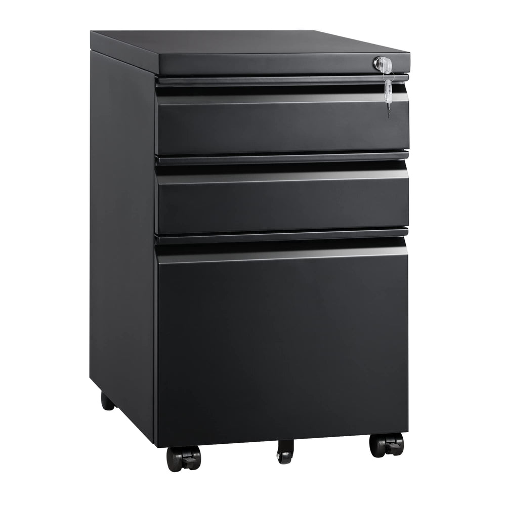 3-Drawer Mobile File Cabinet with Lock