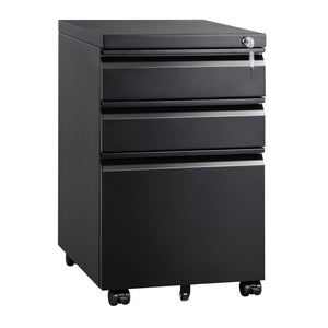 3-Drawer Mobile File Cabinet with Lock