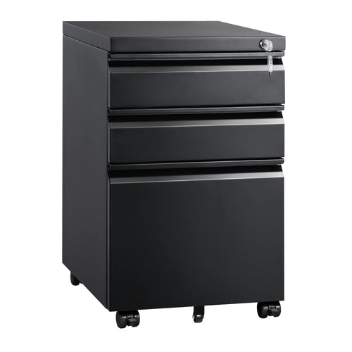 3-Drawer Mobile File Cabinet with Lock