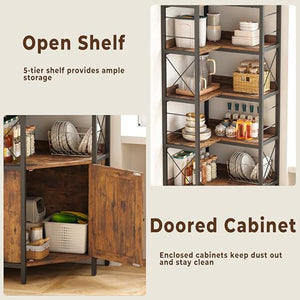 5-Tier Corner Bookshelf with Doors