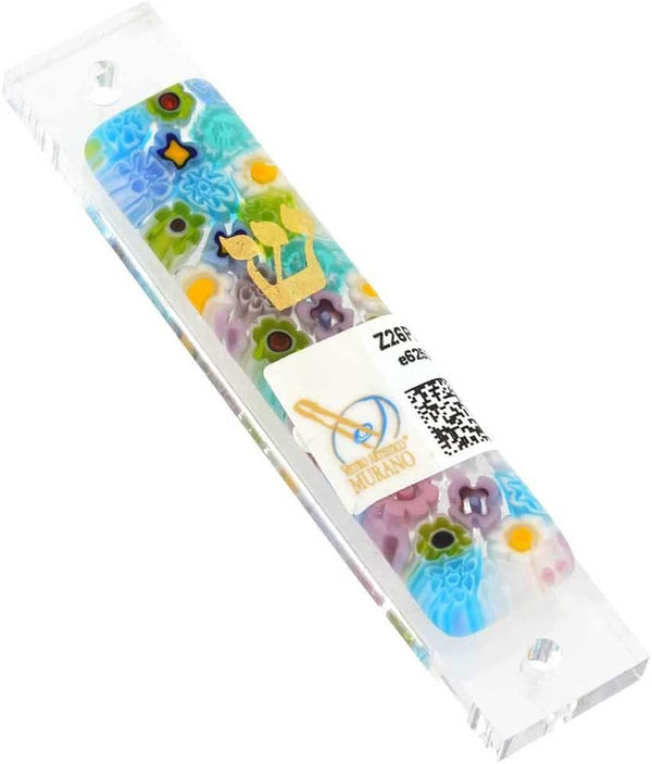 Murano Glass Mezuzah Cover – Pastels Millefiori Multicolor