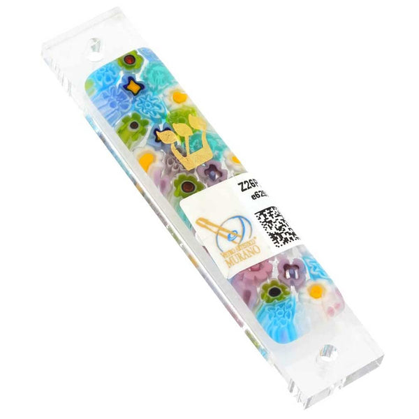 Murano Glass Mezuzah Cover – Pastels Millefiori Multicolor