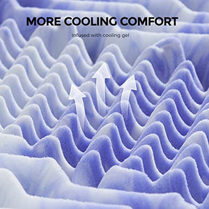Memory Foam Mattress Topper with Cooling Gel & 7-Zone Support