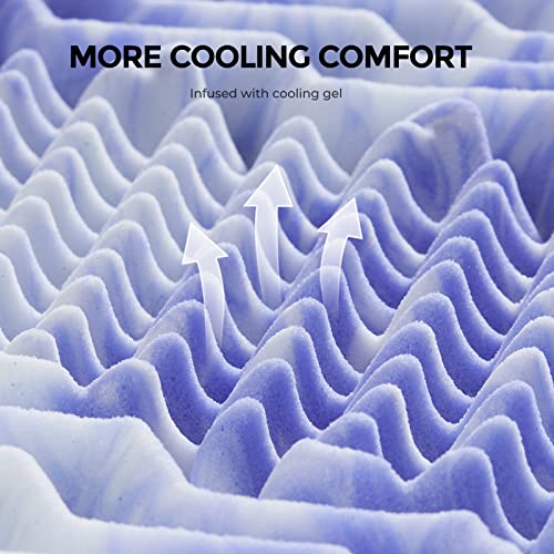 Memory Foam Mattress Topper with Cooling Gel & 7-Zone Support