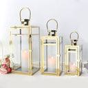 Metal Lantern Set of 3 – Assorted Sizes with Glass Panels