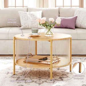 4-Piece Boho Living Room Table Set with 60" TV Stand, Coffee Table & Side Tables