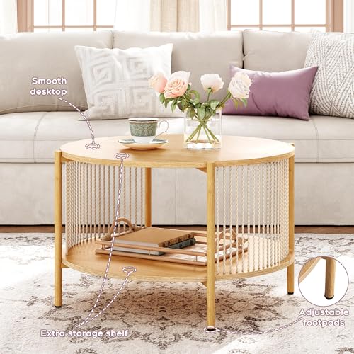 4-Piece Boho Living Room Table Set with 60" TV Stand, Coffee Table & Side Tables