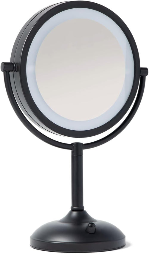 LED Lighted Tabletop Vanity Mirror with 10X/1X Magnification