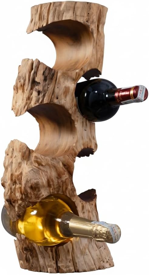 Rustic Solid Wood Countertop Wine Rack – Holds 5 Bottles