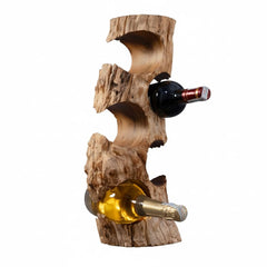 Rustic Solid Wood Countertop Wine Rack – Holds 5 Bottles