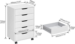 5-Drawer Mobile File Cabinet with Wheels