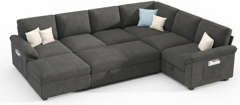 U-Shaped Sectional Sleeper Sofa with Pull-Out Bed