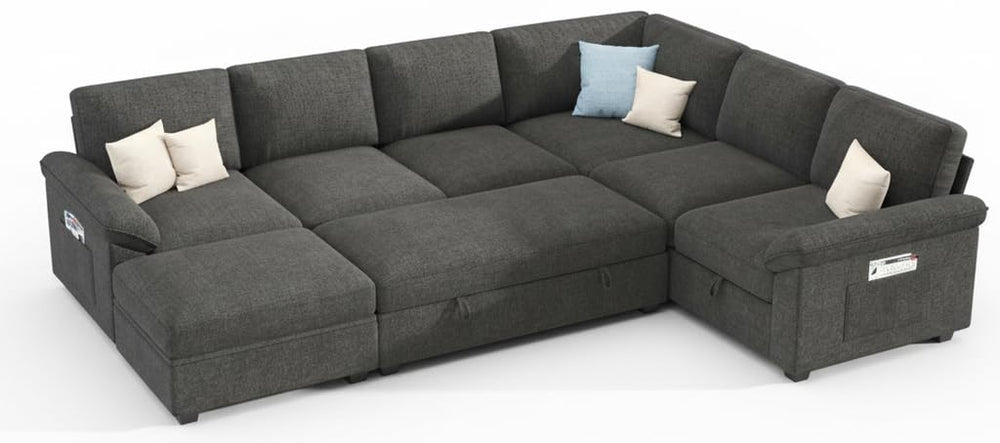 U-Shaped Sectional Sleeper Sofa with Pull-Out Bed