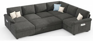 U-Shaped Sectional Sleeper Sofa with Pull-Out Bed