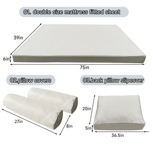 Twin Outdoor Daybed Cushion Cover Set with Bolster & Back Pillow Slipcovers