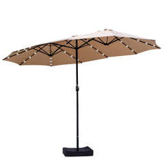 15ft Solar LED Patio Umbrella with Base