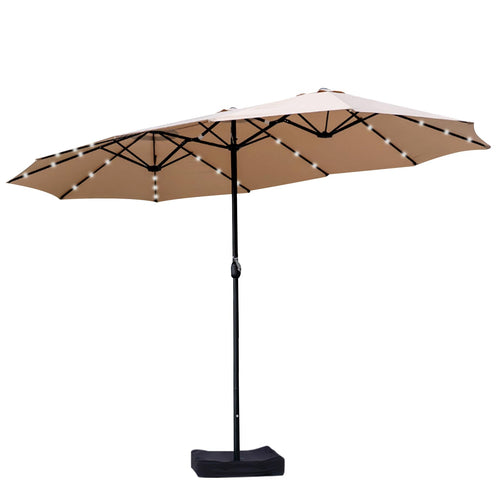 15ft Solar LED Patio Umbrella with Base