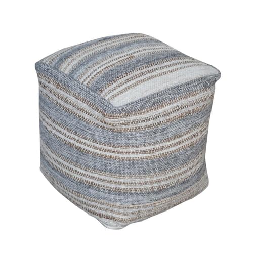 Square Wool Pouf Ottoman – 18" Cube Footstool