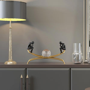 Thinker Statue with Crystal Ball – Modern Decorative Figurine