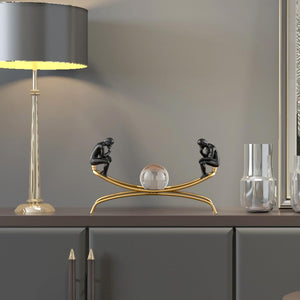 Thinker Statue with Crystal Ball – Modern Decorative Figurine
