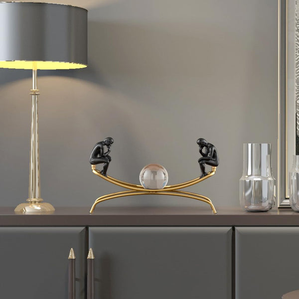 Thinker Statue with Crystal Ball – Modern Decorative Figurine