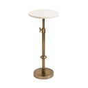 Adjustable Height Marble Pedestal Drink Table — Antique Brass