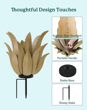 Metal Agave Plant Outdoor Decor Sculpture – 25.5" H Weather-Resistant Rustic Garden Art