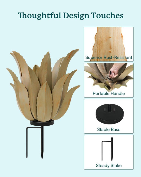 Metal Agave Plant Outdoor Decor Sculpture – 25.5" H Weather-Resistant Rustic Garden Art