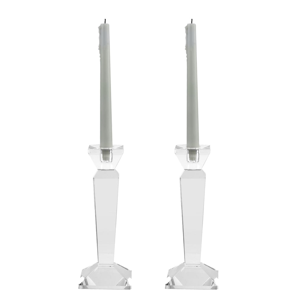Crystal Taper Candle Holders Set of 2 – Clear K9 Glass