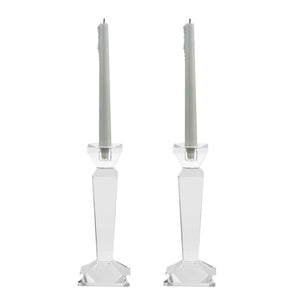 Crystal Taper Candle Holders Set of 2 – Clear K9 Glass