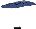 15ft Double-Sided Rectangular Patio Umbrella with Base & Stand