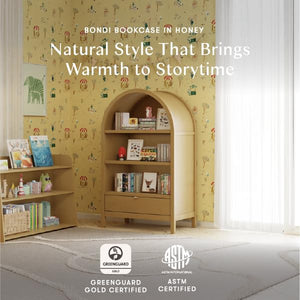 3-Shelf Kids Bookcase with Drawer – Adjustable Wood Bookshelf