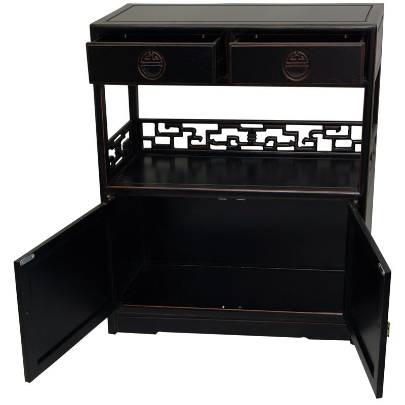 Chinese Tea Cabinet – Carved Rosewood | Antique Black