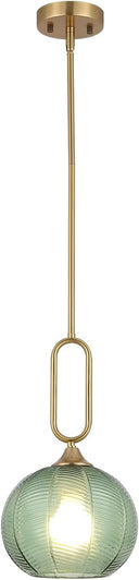 Amber Globe Pendant Light with Brushed Brass Rods