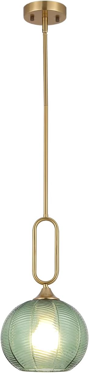 Amber Globe Pendant Light with Brushed Brass Rods