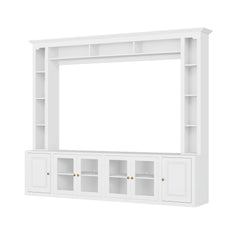 92" Entertainment Center with Bookshelves & Tempered Glass Doors