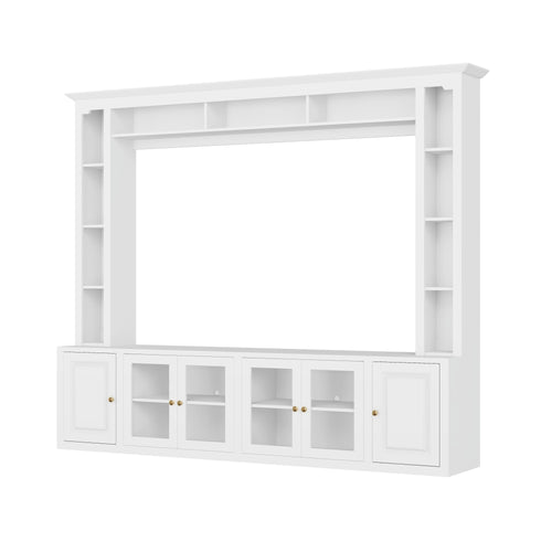 92" Entertainment Center with Bookshelves & Tempered Glass Doors