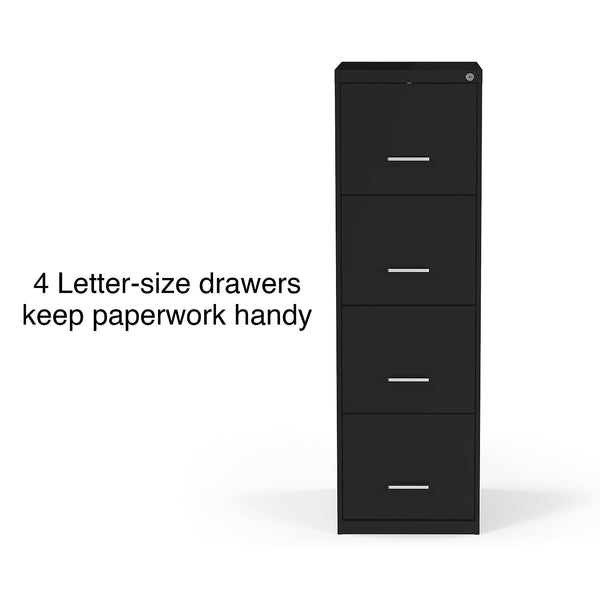 4-Drawer Locking Metal Vertical File Cabinet – Letter & Legal Size, Black