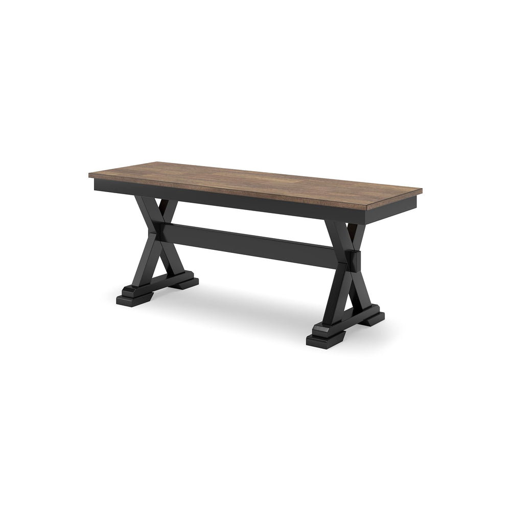 Farmhouse 48" Dining Bench – Dark Brown & Black