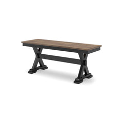 Farmhouse 48" Dining Bench – Dark Brown & Black