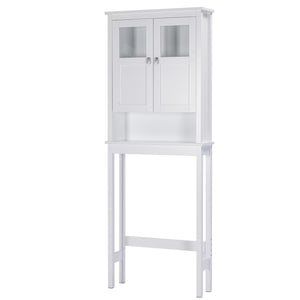 Over-Toilet Bathroom Storage Cabinet with Glass Doors & Adjustable Shelves