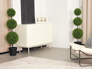 Triple Ball Topiary Tree Set of 2 with Planter – 4 ft Artificial Indoor Outdoor Plant