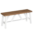 Bamboo Dining Bench — Farmhouse Style, Walnut + White