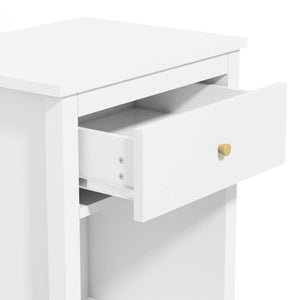 Wooden Nightstand with Drawer and Open Storage Shelf