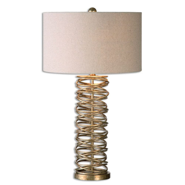 Antiqued Silver Champagne Metal Table Lamp