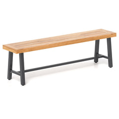 63-Inch Acacia Wood Outdoor Bench – 3-Person Patio Seat with Metal Frame