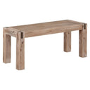 Acacia Wood Entryway Bench with Bronze Metal Inset