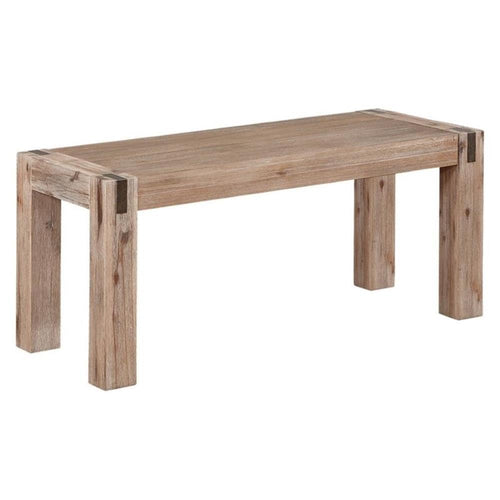 Acacia Wood Entryway Bench with Bronze Metal Inset