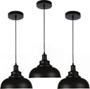 Black Dome Metal Pendant Light – Industrial Ceiling Fixture (3-Pack)